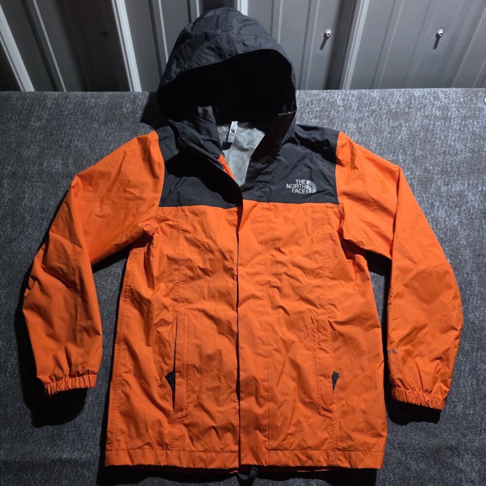 The North Face Youth DryVent Jacket Boys M 10/12 Orange Black Hooded